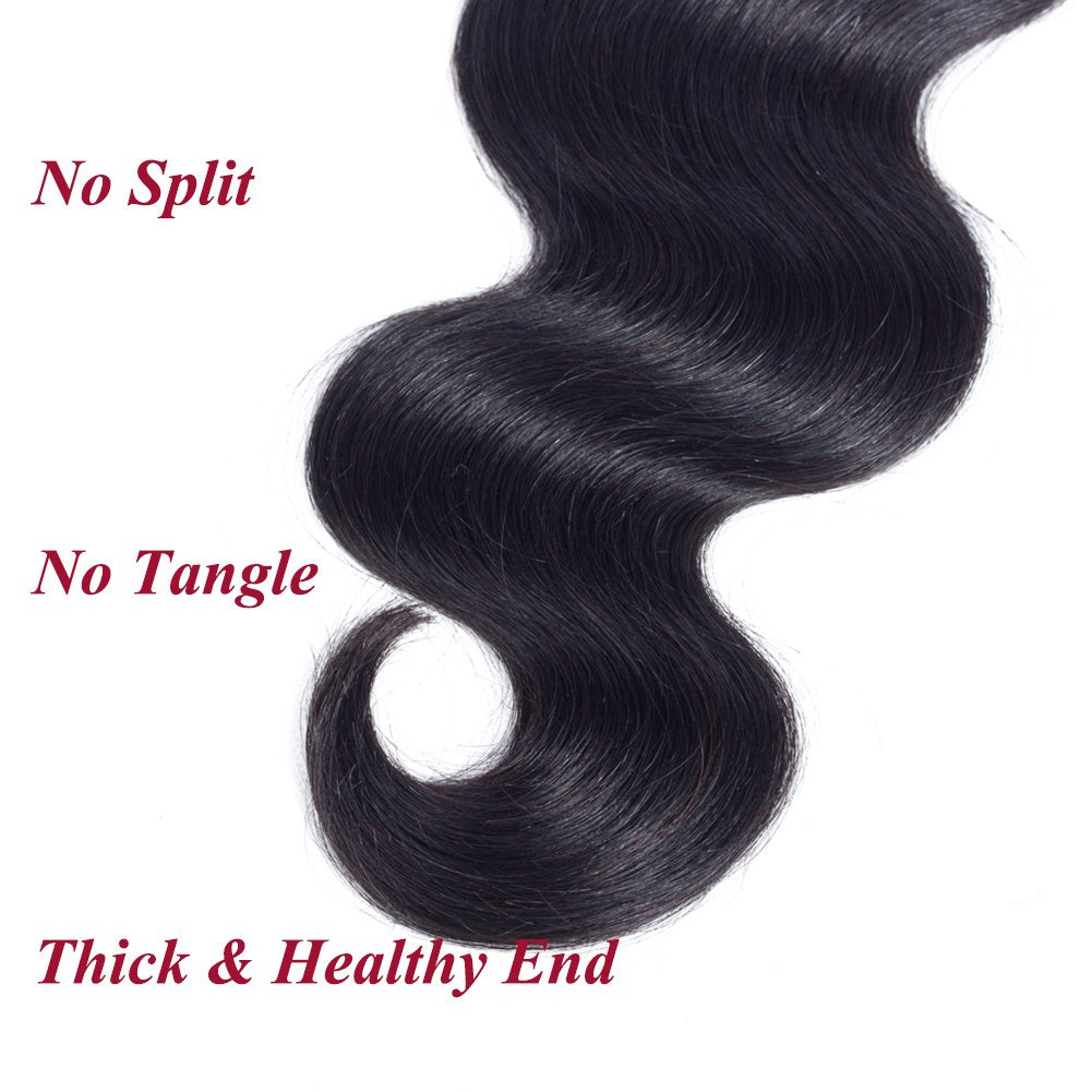 Hair 100% Unprocessed Virgin Brazilian Human Hair Brazilian Body Wave 3 Bundles (16 18 20,285G) Hair Extensions Grade 8A Remy Human Hair Bundles Natural Black Color