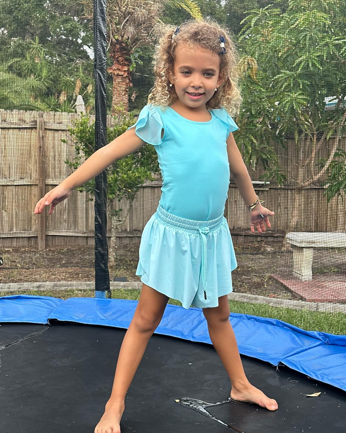 Girls Flowy Shorts with Pockets Athletic Running Skirt High Waist Butterfly 2 in 1 Sports Short 5-16 Years - WORLD TIME VISITS