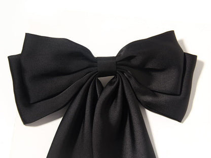 Women'S Satin Hair Accessories: Long Ribbon Hair Pins with Big Bows for Party and Daily Wear