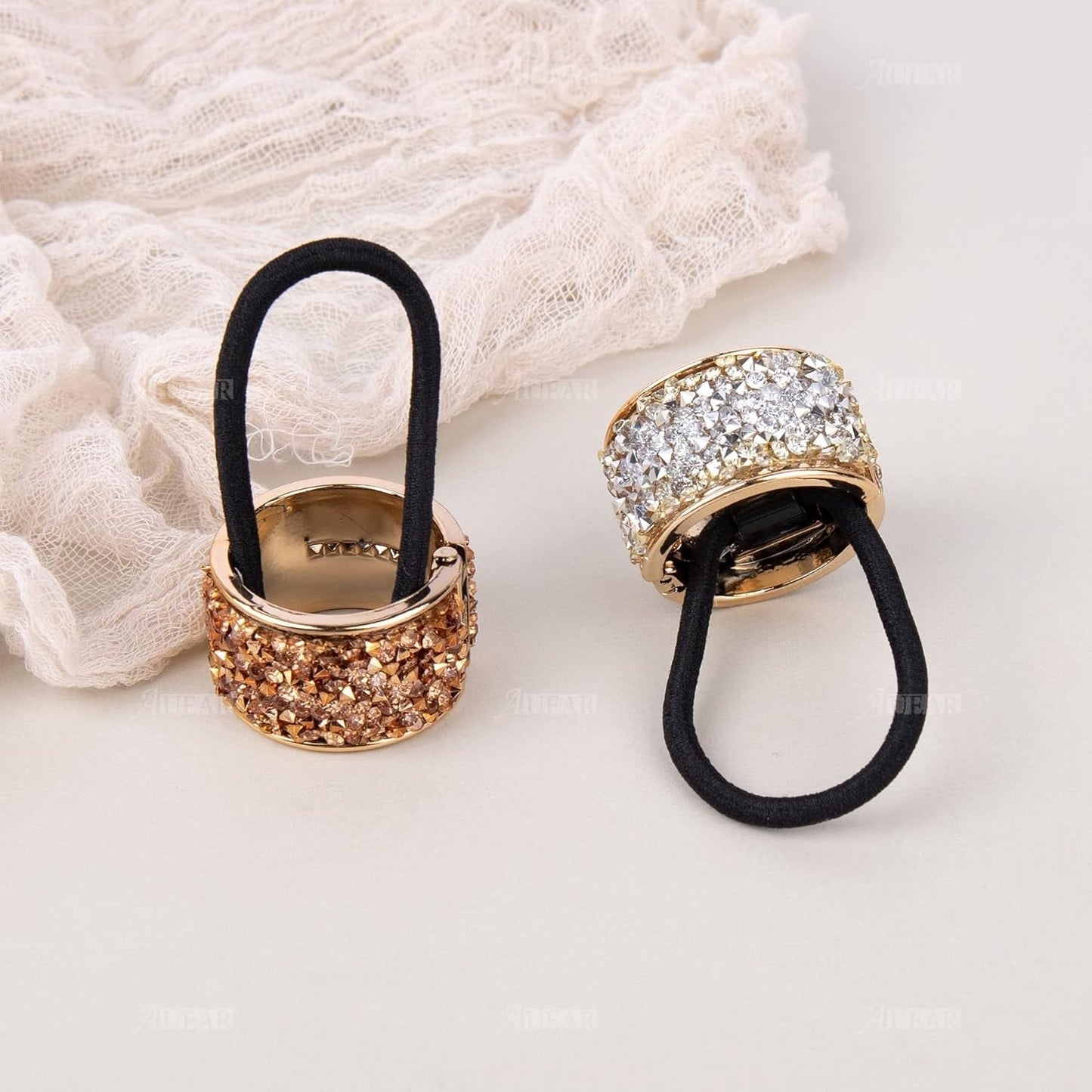 , 8 Pack Rhinestone Ponytail Holder Hair Cuffs Gothic Punk Elastic Ties Bands Metal Cuff for Women Accessoires