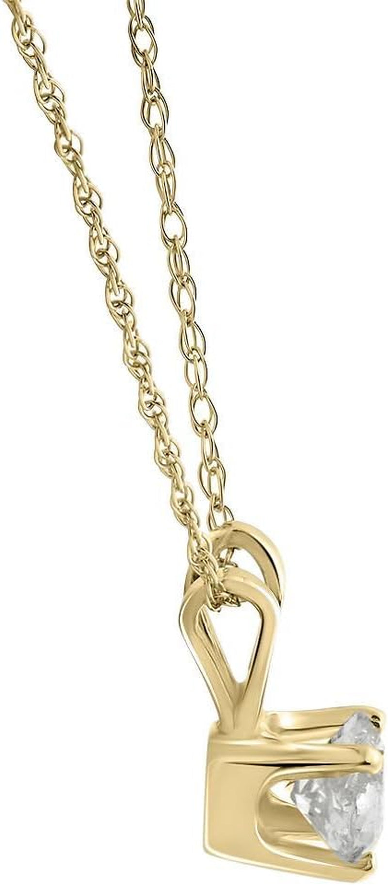 14K White or Yellow Gold 1/3 Ct Diamond Round-Cut Natural Solitaire Pendant Women'S 18" 14K Gold Chain Necklace - WORLD TIME VISITS