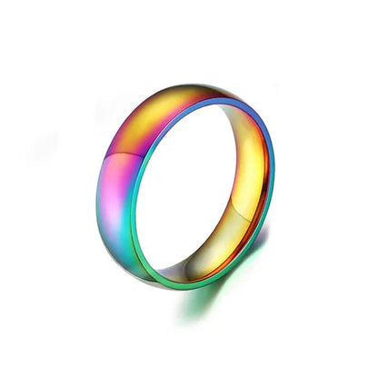 New Fashion Colorful Couple Diamond Ring Simple Glossy Wedding Engagement Titanium Steel Ring Jewelry Size 5-13 - WORLD TIME VISITS