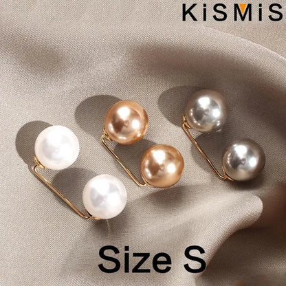 KISMIS 1/2/4Pcs Double Pearl Pins for Women Designer Female Brooches Clothing Accessories Simulated Pearl Sweater Knit Shirt Jewelry