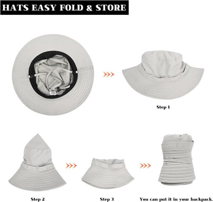 Outdoor Quick-Drying Sun Hat for Men, Summer Man Foldable Sun Protection Wide Brim Sun Hats Bucket Hats Beach Hat UPF 50+