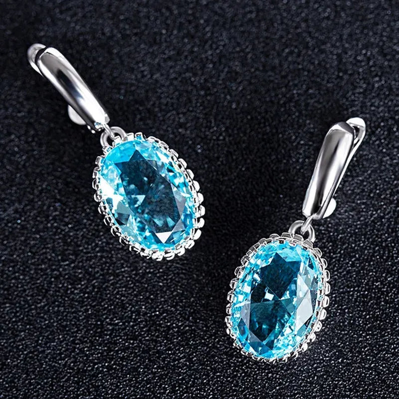 Luxury Earrings Attractive Silver Huge Purple Amethyst  Engagement Wedding Earrings
