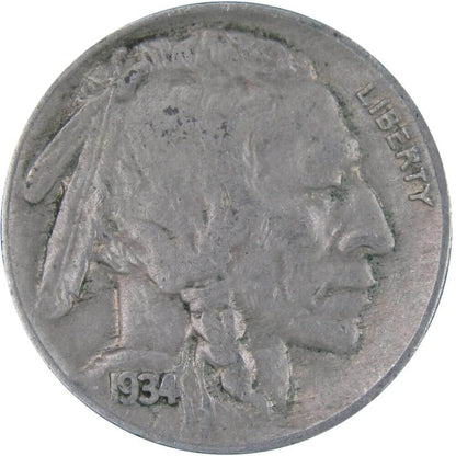 1934 Indian Head Buffalo Nickel 5 Cent Piece VF Very Fine 5C US Coin Collectible Master Coins
