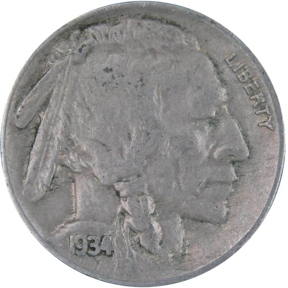 1934 Indian Head Buffalo Nickel 5 Cent Piece VF Very Fine 5C US Coin Collectible Master Coins - WORLD TIME VISITS