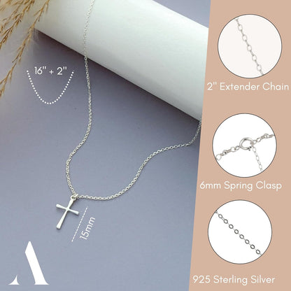 Cross Necklace for Women, 16-18 Inches Silver/Gold Chain, Women'S Small Simple Cross Necklaces Religious Charm Jewelry, Faith Gift for Her