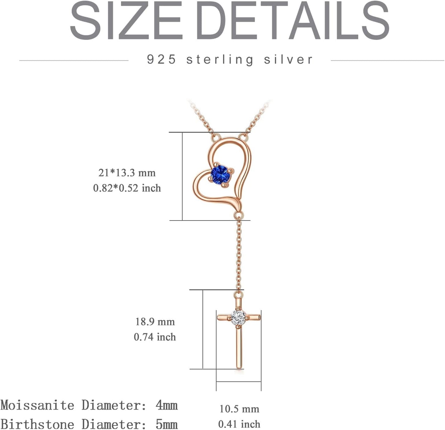 Mother'S Day Gifts Moissanite Heart Necklace for Women S925 Sterling Silver Rose Gold Plated Cross Necklaces with Birthstone for Mom Girlfriend Sisters, Moissanite-Diamond-Heart-Cross-Pendant,9