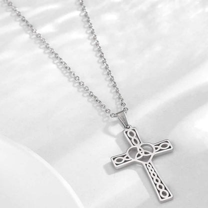 Stainless Steel Celtic Infinity Knot Christian Cross Religious Pendant Necklace