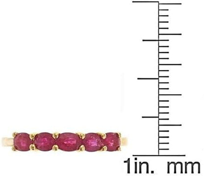 10K Yellow Gold Mozambique Genuine Ruby Ring for Women | Ethically, Authentically & Organically Sourced (Oval-Cut) Shaped Ruby Hand-Crafted Jewelry for Her