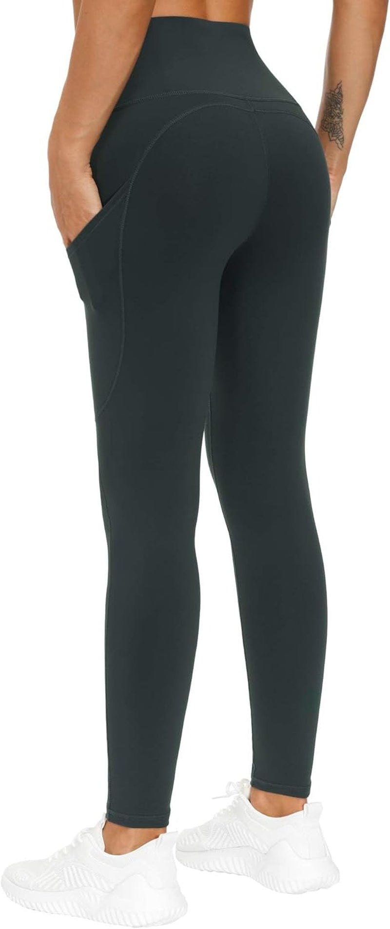 Thick High Waist Yoga Pants with Pockets, Tummy Control Workout Running Yoga Leggings for Women