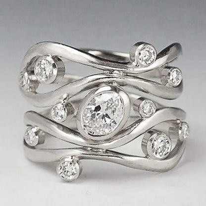 Exquisite Rings Princess Engagement Party Jewelry Bride Wedding Ring Size 5 - 11