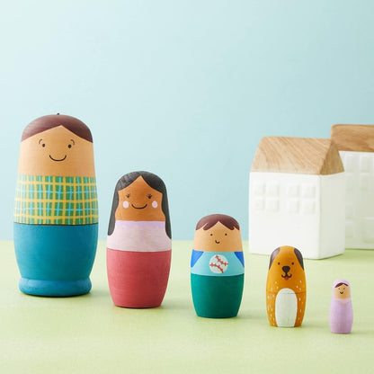 5 Piece Set of Unpainted Blank Russian Nesting Dolls for DIY Crafts, Art Projects