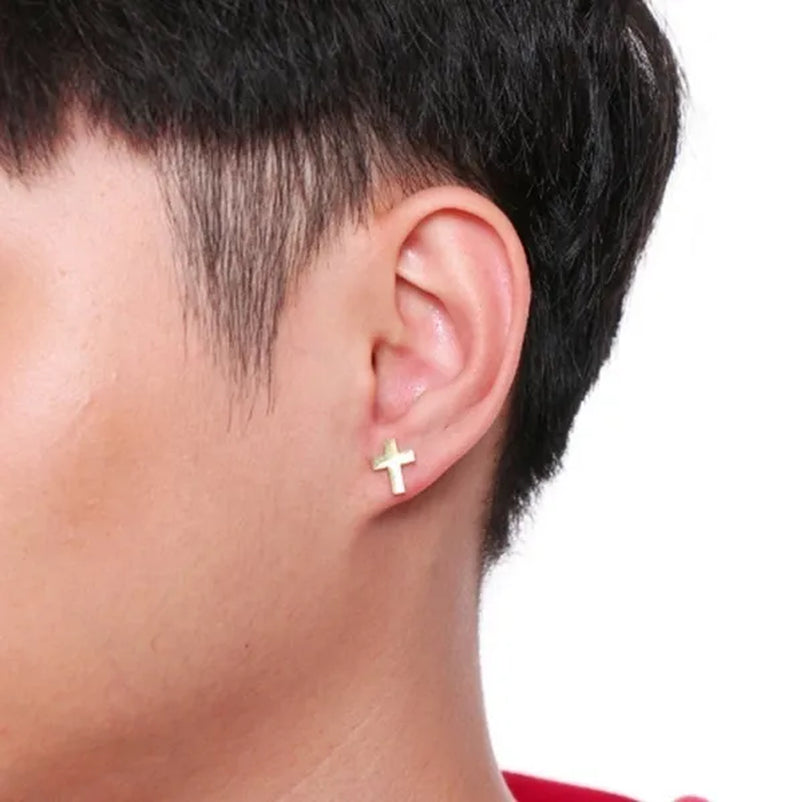 Delysia King Men'S Cross Stud Earrings