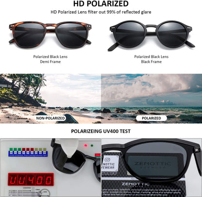 Polarized Sunglasses for Women Men: Retro Shades round | Square Frame UV Protection 2 Pack