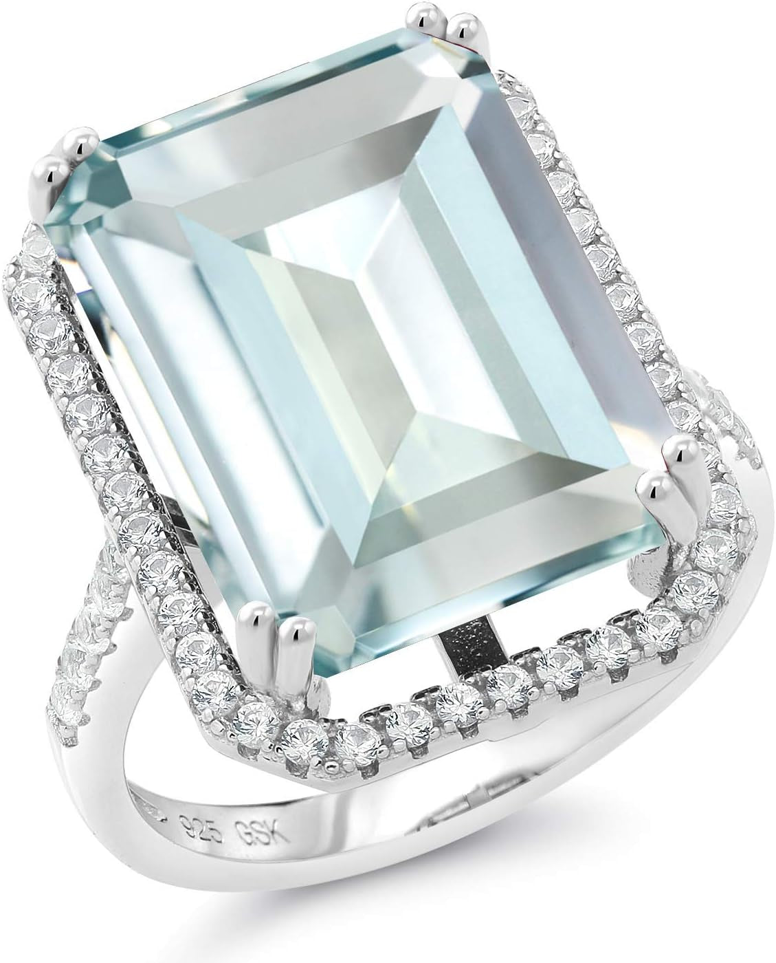 10-20 Cttw Gemstone Birthstone Engagement Ring | 925 Sterling Silver | Emerald Cut 18X13MM | Wedding Anniversary Promise Ring for Women | Available in Size 5, 6, 7, 8, 9 - WORLD TIME VISITS