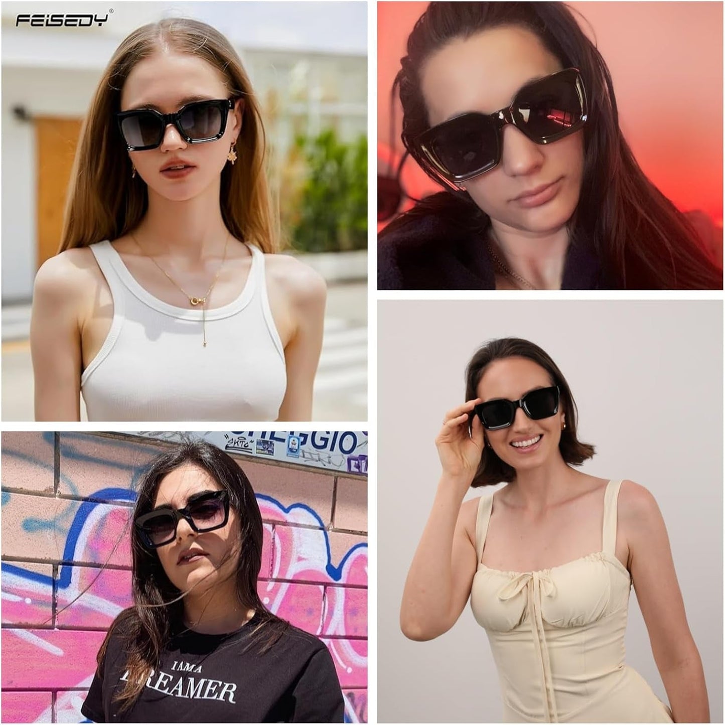Classic Women Sunglasses Fashion Thick Square Sun Glasses Chunky Frame UV400 B2471