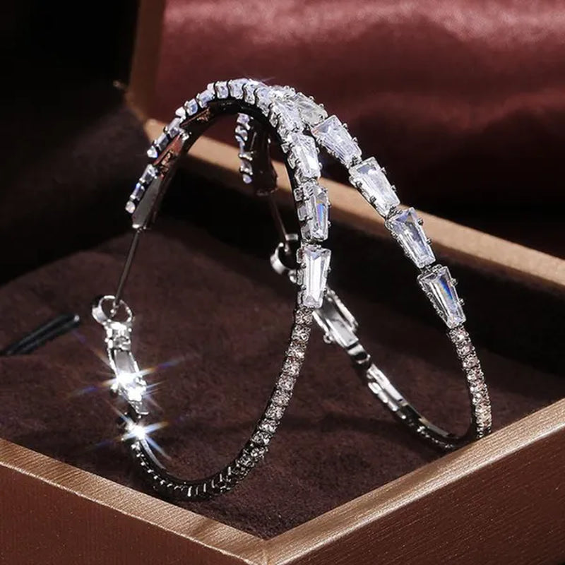 Fashion Women Hoop Earrings Micro Insert Zircon Diamond Earings Girl Banquet Party Big Circle Earrings Jewelry