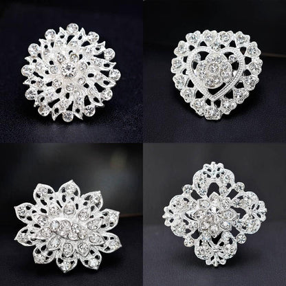 24Pcs Lot Rhinestone Crystal Flower Brooches Pin Set - WORLD TIME VISITS