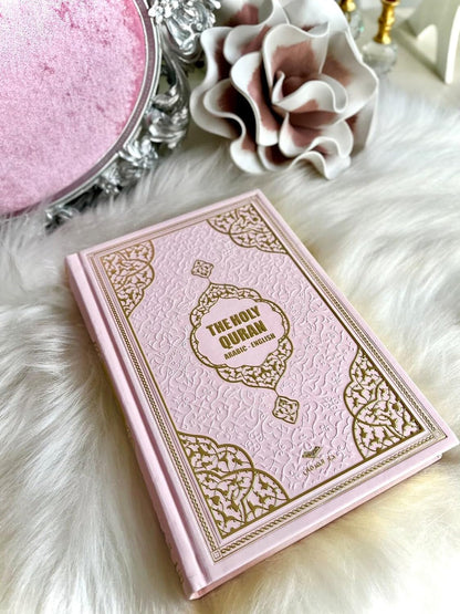 English Translate Thermo Leather Covered Quran | Quran Size: 7.9*5.5 İnch / 20*14 Cm | Muslim Ramadan Gift | Great Ramadan Gifts for Muslim Men and Women Gift I İslamic Gift (Pink, Quran)