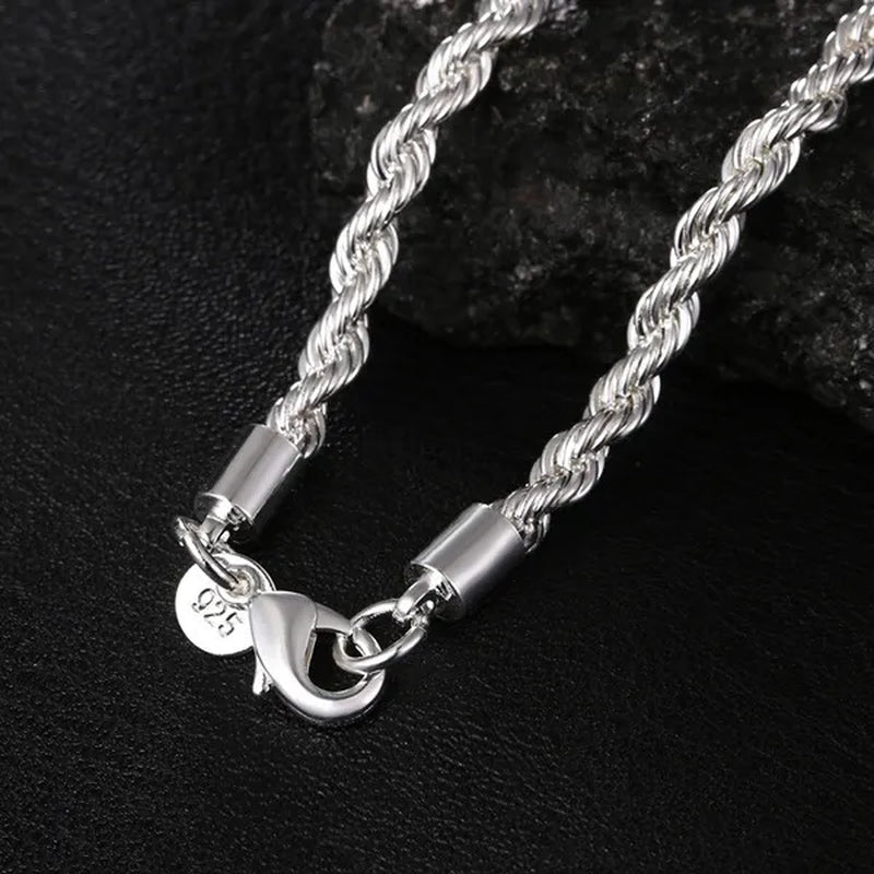 Diamond Cut 925 Sterling Silver Chain Rope Chain Italian Silver Necklace Chain for Women Men Super Shiny Durable 2MM-4MM
