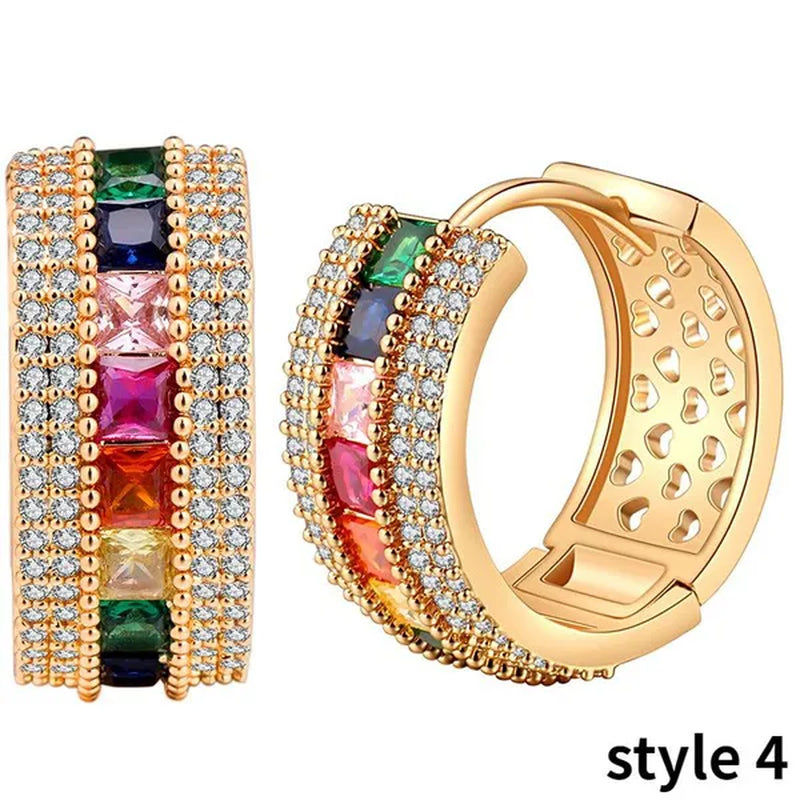 Gold Hoop Earrings for Women 14K Gold Plated Earrings Silver Cubic Zirconia Statement Hoop Earrings