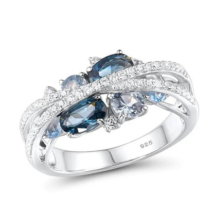 Trendy Luxury Rings for Women Shimmering Blue Spinel with Zircon Rings Romantic Valentine's Day Birthday Gift Bridal Wedding Party Anniversary Gift Fine Jewelry