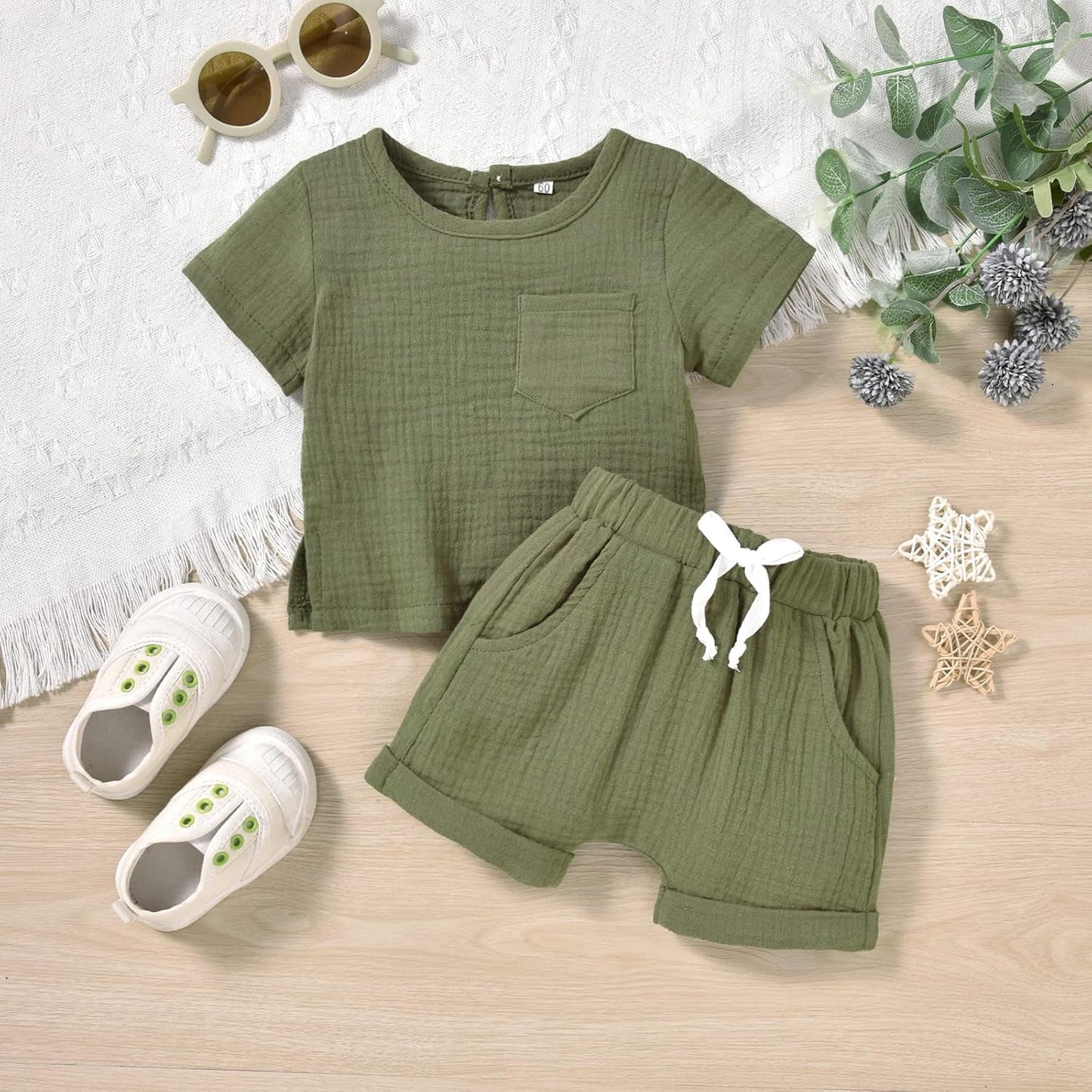 Gender Neutral Baby Linen Summer Outfit