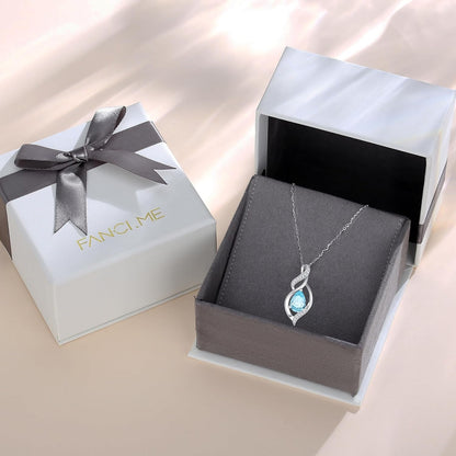 Birthstone Necklace for Women Teardrop Necklace S925 Sterling Silver Infinity Love Birthday Gifts for Mom Women Girls, 16"+2" Inches