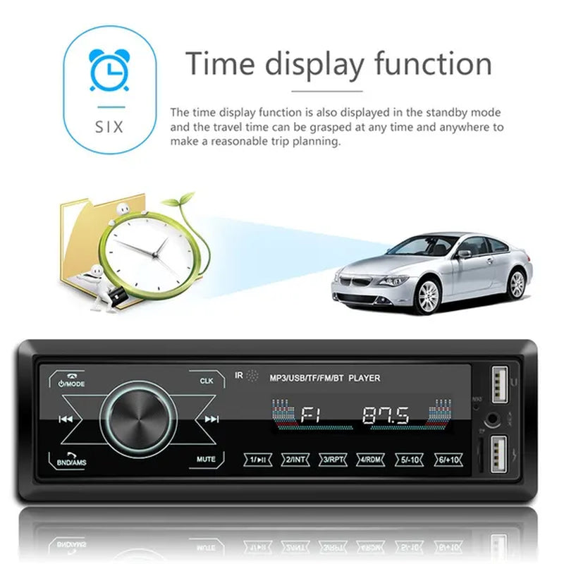 Podofo Autoradio 12V 1Din Car Radio Bluetooth Car Stereo In-Dash Car Audio Phone AUX-IN Fm/Usb/Radio Remote Control MP3 Player