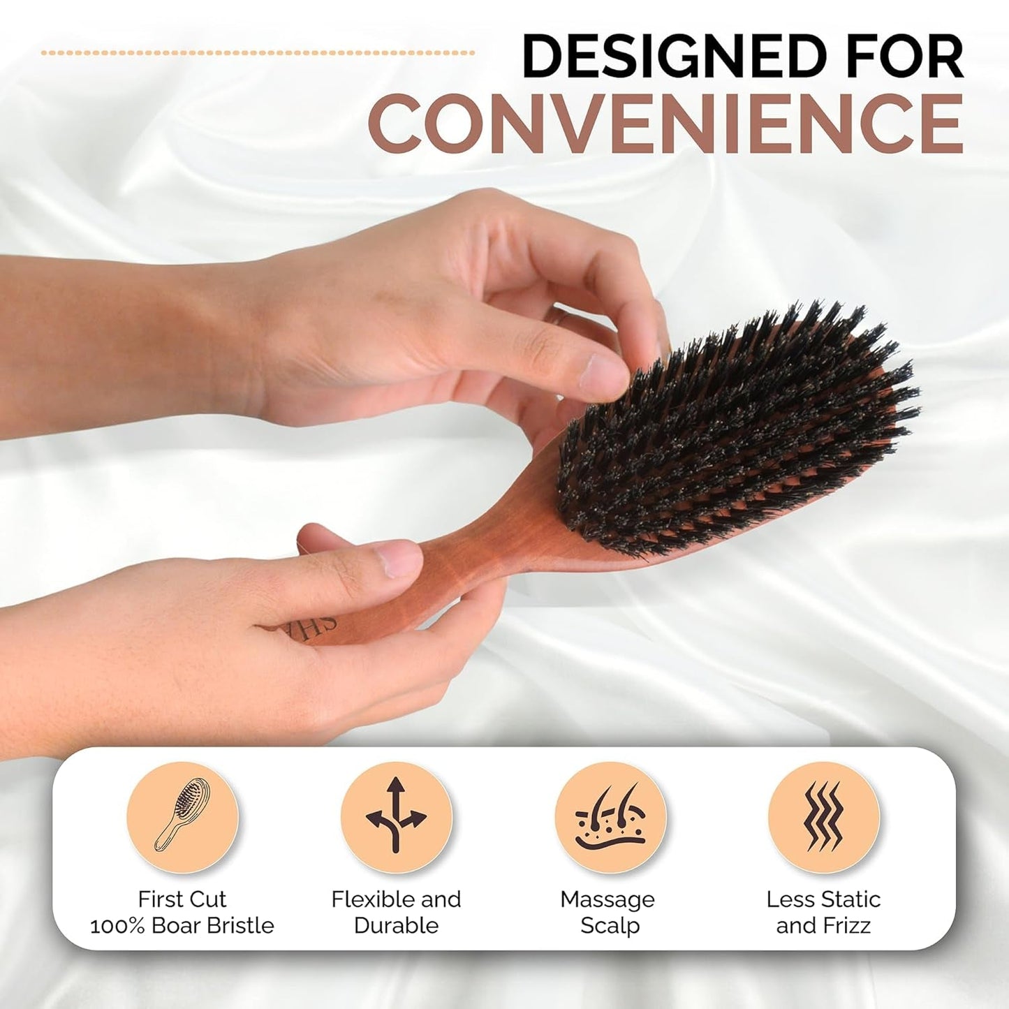 Classic German First Cut 100% Boar Bristle Hair Brush since 1869 - Conditions Hair, Improves Texture, Exfoliates Scalp