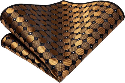 Men Ties Sets Silk Stripe Paisley Necktie Pocket Square Cufflinks for Business Wedding