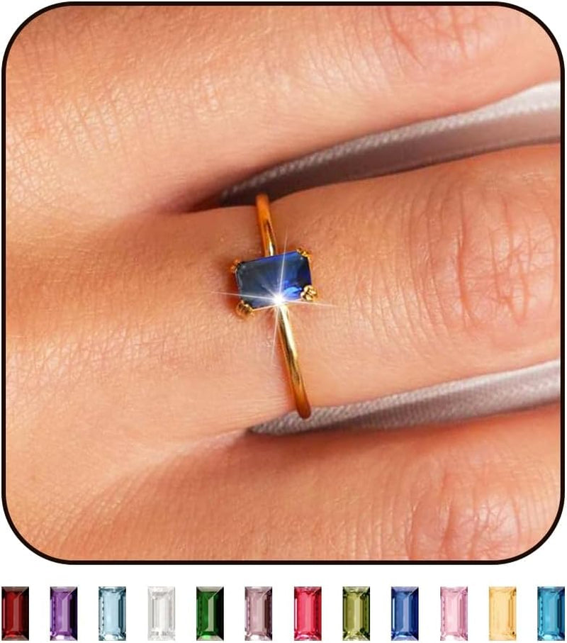 Gold Birthstone Rings for Women Non Tarnish 14K Gold Plated Birthstone Ring Gold Emerald Rings for Birthday Gifts Trendy Stuff Dainty Birthstone Rings Personalized Jewelry Gifts - WORLD TIME VISITS