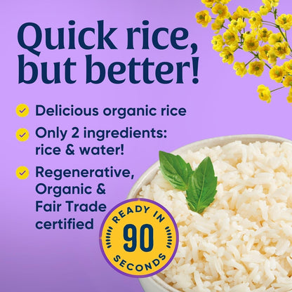 Jasmine Rice, Long Grain White Rice - Non-Sticky, Fluffy Aromatic Rice, Sustainably Grown in California, Regenerative Organic Certified, 8 Oz