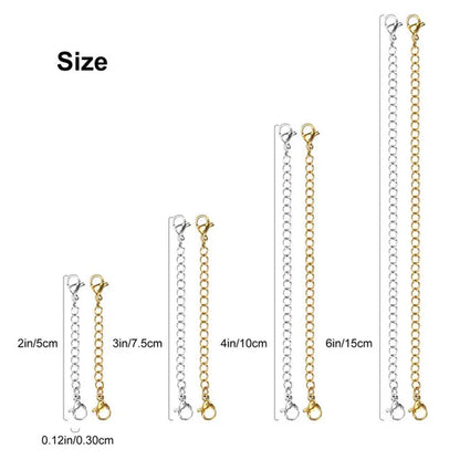 Necklace Extenders, Stainless Steel Necklace Bracelet Extender Chain Set, Anklet Extension Chains with Double Lobster Clasps and Closures for Jewelry Making, Fine Chain (Silver and Golden), 12Pcs