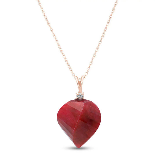 14K 14K Rose Gold Necklace Diamond Twisted Briolette Ruby