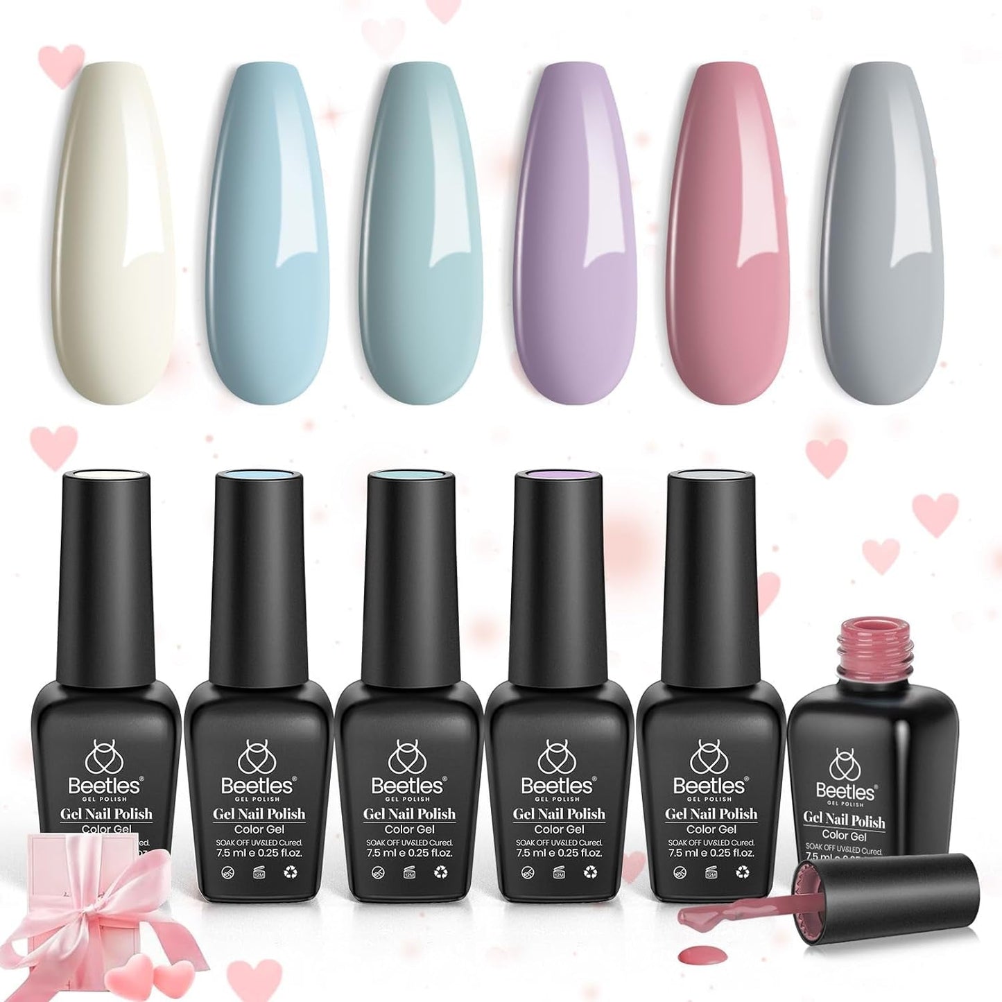 Nail Set 6 Colors Ultimate Morandi Nude Pink White Blue Pastel Gel Nail Polish 6 Colors Daydream Verses Collection Soak off Uv Diy Manicure Kit New Nail Trend for Women Girls