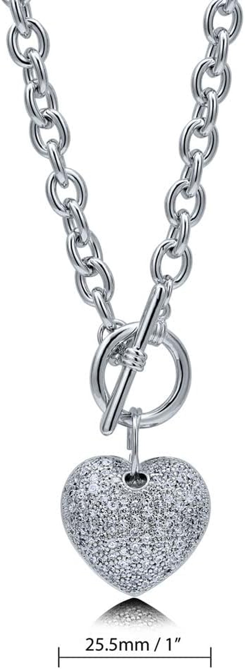 Heart Statement Medium Fashion Anniversary Toggle Pendant Necklace for Women (Gold-Tone, Silver-Tone)