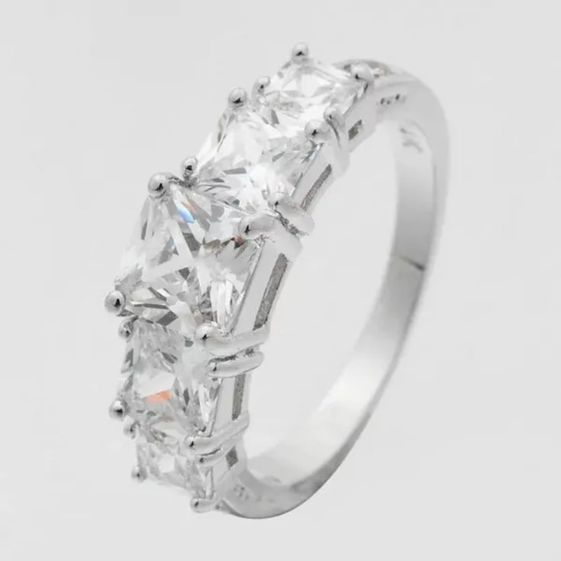 Natural 3.28CT White Diamond 14K White Gold Wedding Ring Size 6-10