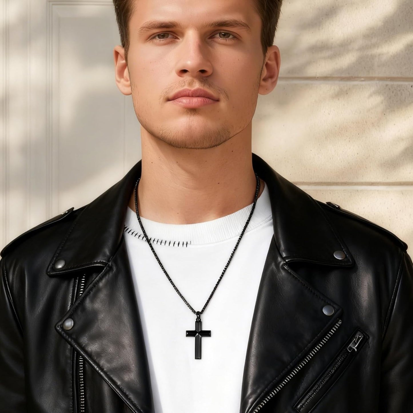 Cross Pendant for Men -18K Gold-Plated/Silver/Black Cross Necklace, Suitable for Men - Non Fading and 100% Waterproof Men'S Necklace, 24-26 Inch Box Adjustable Chain