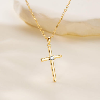 Gold Cross Necklaces for Women 14K Gold Cross Necklace for Women Crosses Pendant Necklace for Womens Chic Simplicity with a Cubic Zirconia Crosses Chain for Womens