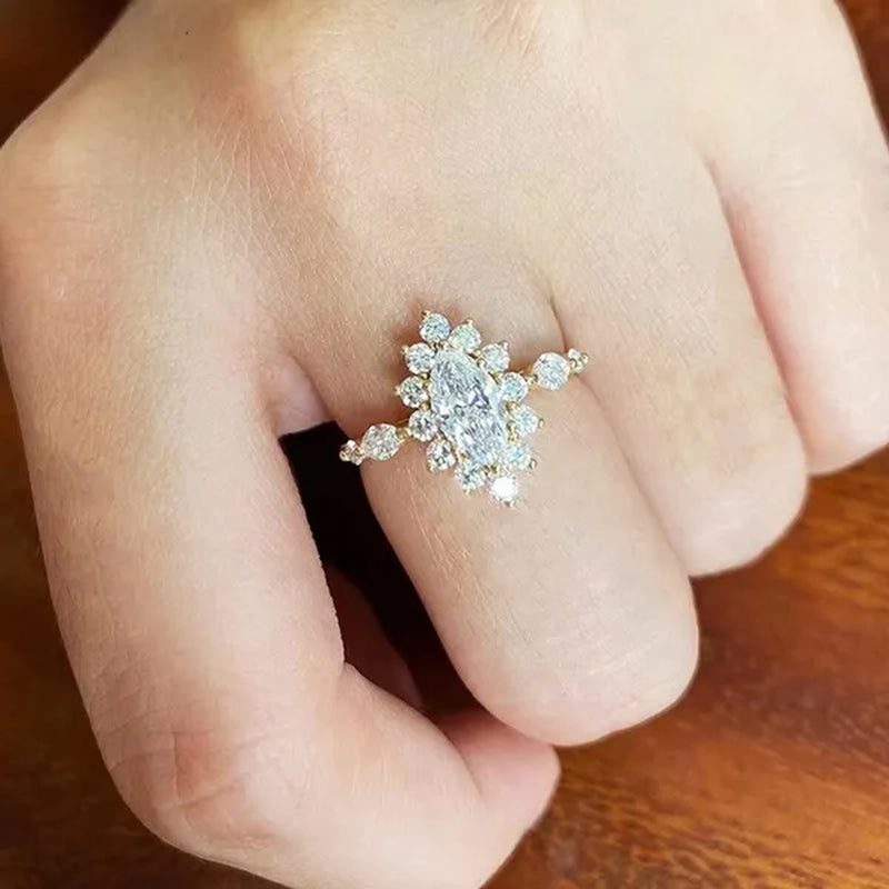 Luxury Princess Fashion Engagement Jewelry Engagement Rings for Women Bride Wedding Accessories Anniversary Gift for Girlfriend Size 4-12 Bague Femm