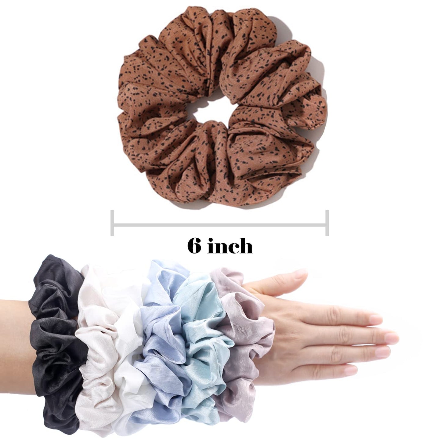 Extra Large Scrunchies for Women'S Hair, Premium Satin Soft Jumbo Scrunchy, XL 6 Inch Big Elastic Thick Band Hair Accessories, 4 Pack, Dots