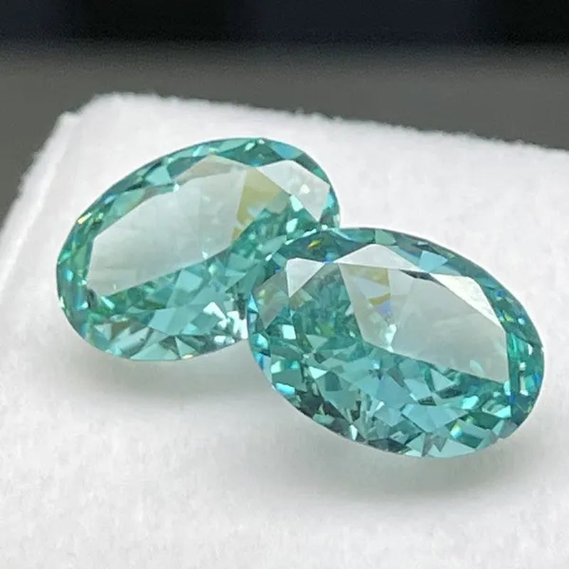 10X14Mm Paraiba Color Ice Cut Oval Shape Cubic Zirconia Stone Loose CZ Stone Synthetic Gems Loose Beads