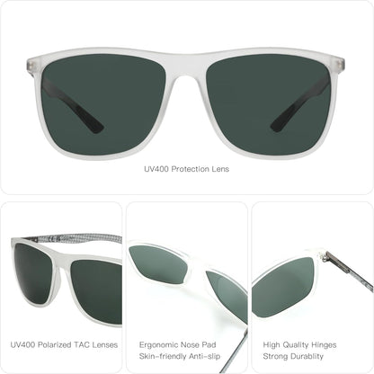 Square Polarized Sunglasses for Men Ultralight Carbon Fiber Sun Glasses Driving Fishing Golf Sports UV400 Protection