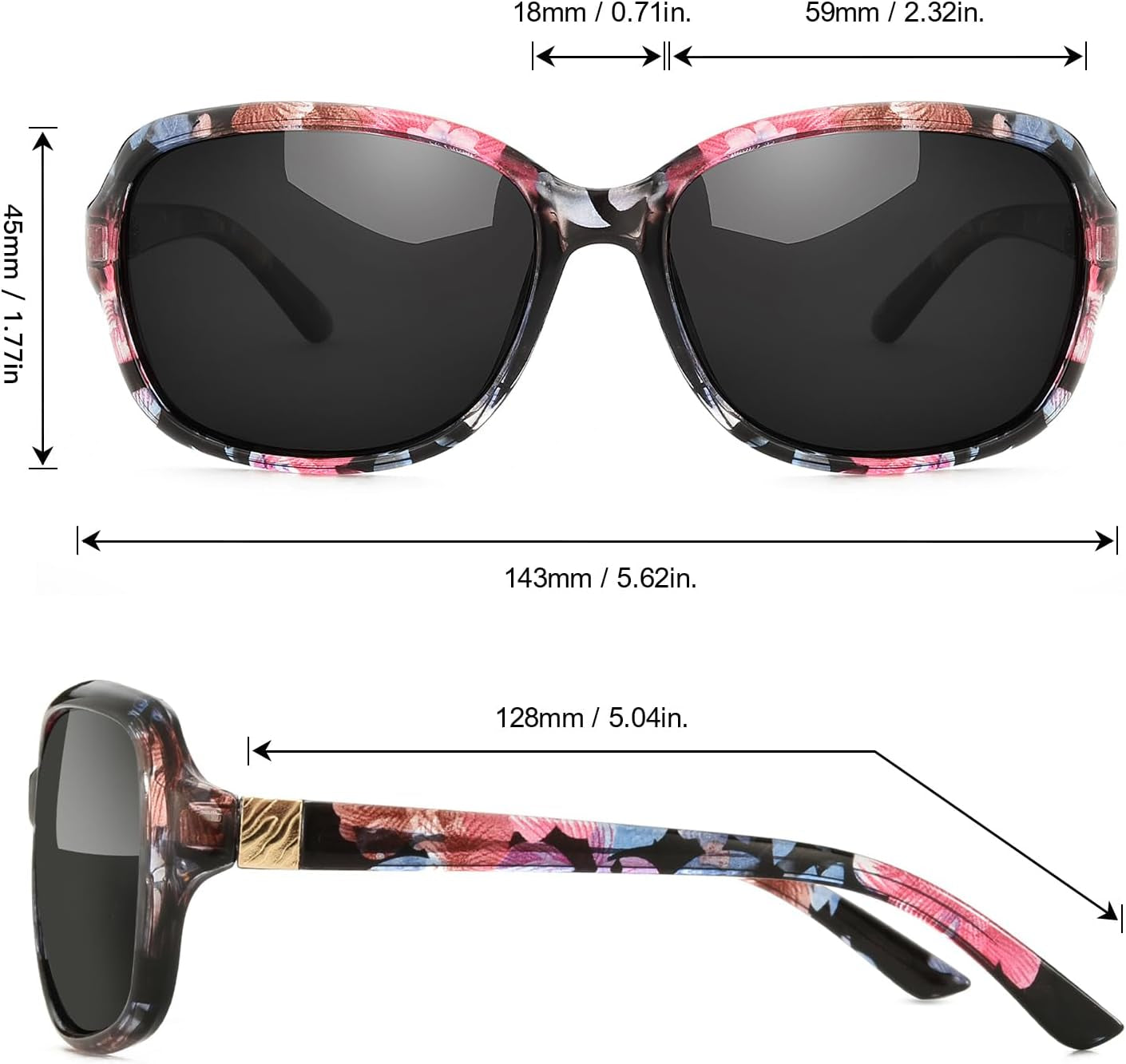 Small Wrap Sunglasses for Women | Lightweight Square Frame with 100% UV400 | Polarized Shade for Womens