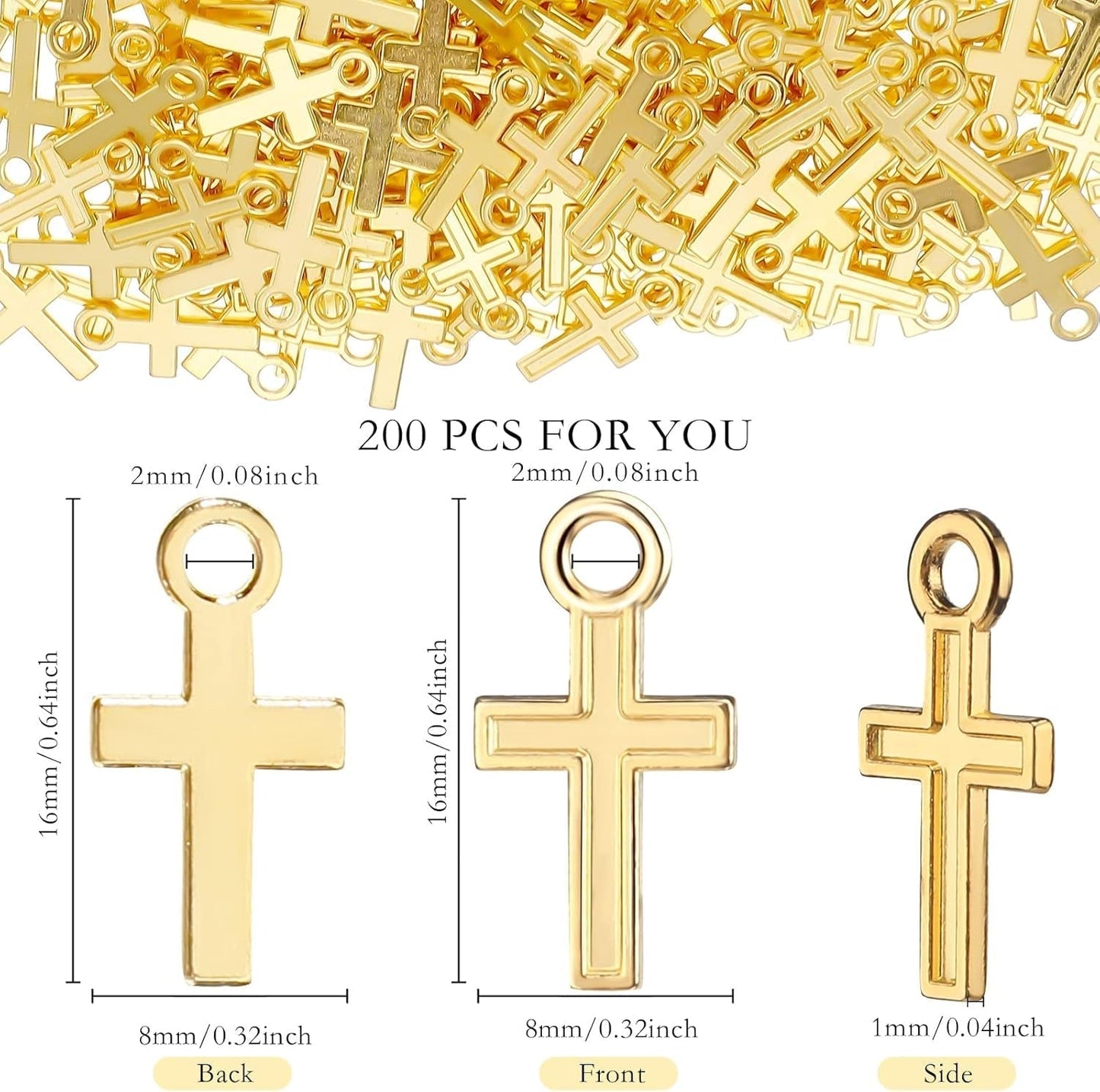 200 Pcs 16 X 8 Mm Mini Cross Charm Alloy Cross Mini Pendant Beads for Jewelry Making Crafting Findings Handmade Craft DIY