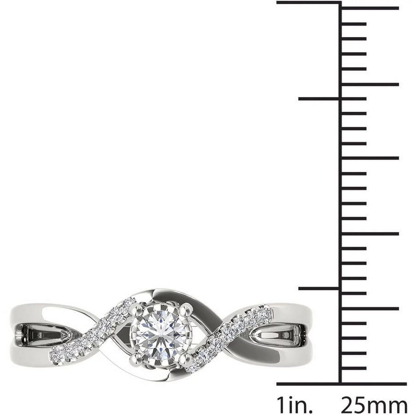 1/20 Carat T.W. Diamond Criss-Cross Shank Cluster 10Kt White Gold Engagement Ring