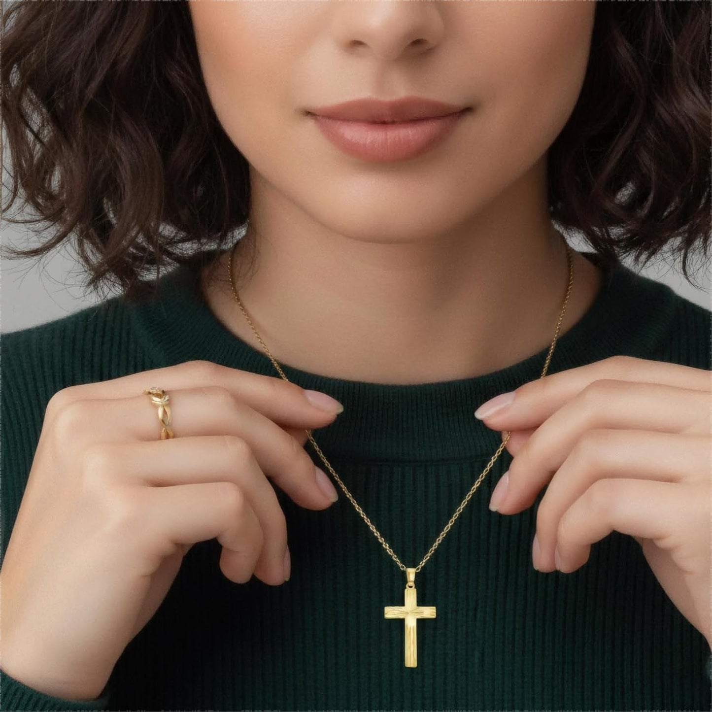 14K Gold Cross Necklace for Women Elegent Gold Cross Pendant Necklace Religious Jewelry Gift